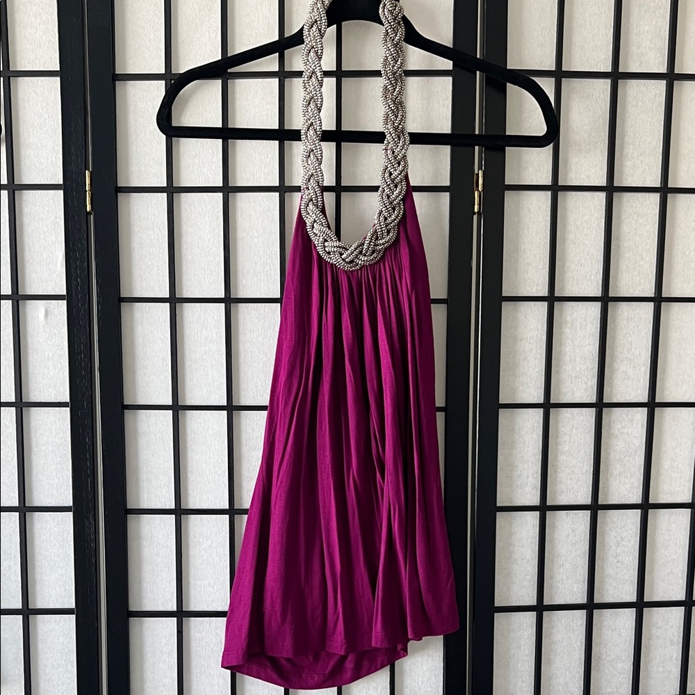 Purple Top with Silver Chain Detail